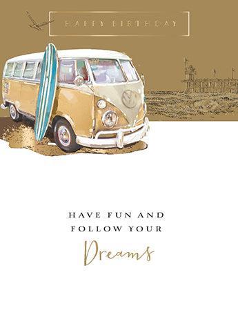 VW Classic Splitscreen Campervan Birthday Card
