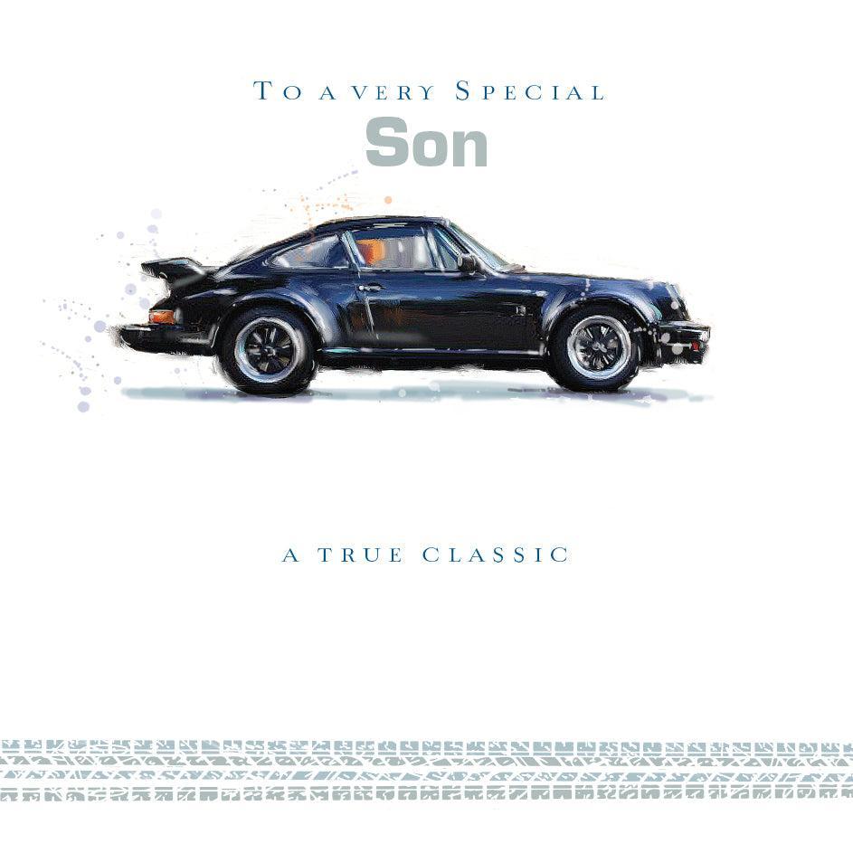 Son Porsche 911 Dark Blue Happy Birthday Card
