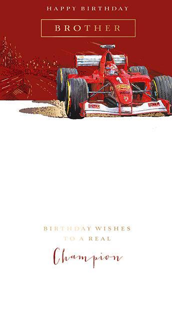Brother Formula One F1 Racing Car Happy Birthday Card