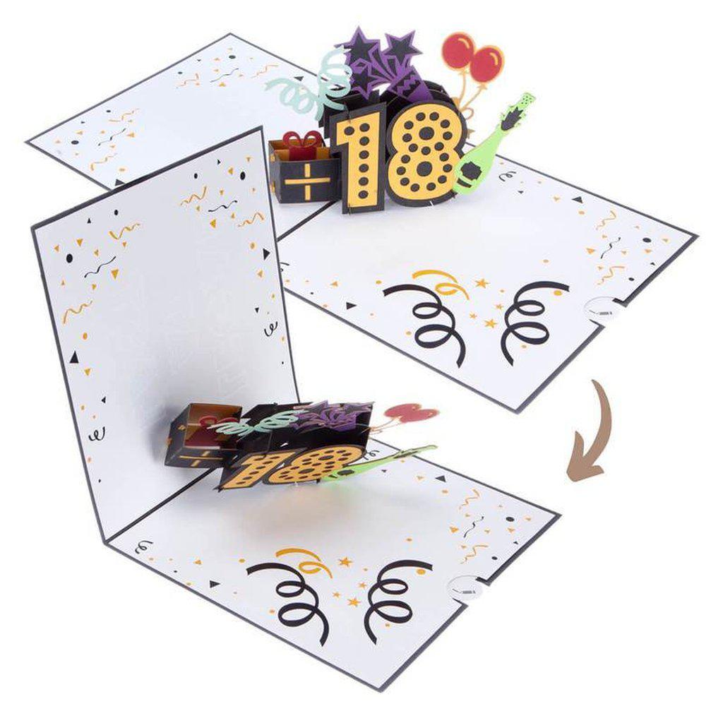 18th Birthday Pop Up Handmade 3D Card Showing Pop Up Stage