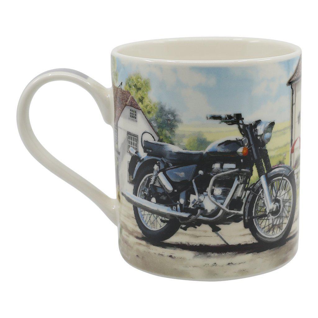 Black Vintage Motorbike Mug Left Side View