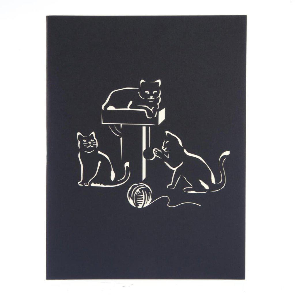 Cats In Cat Tree 3D Pop Up Greetings Card