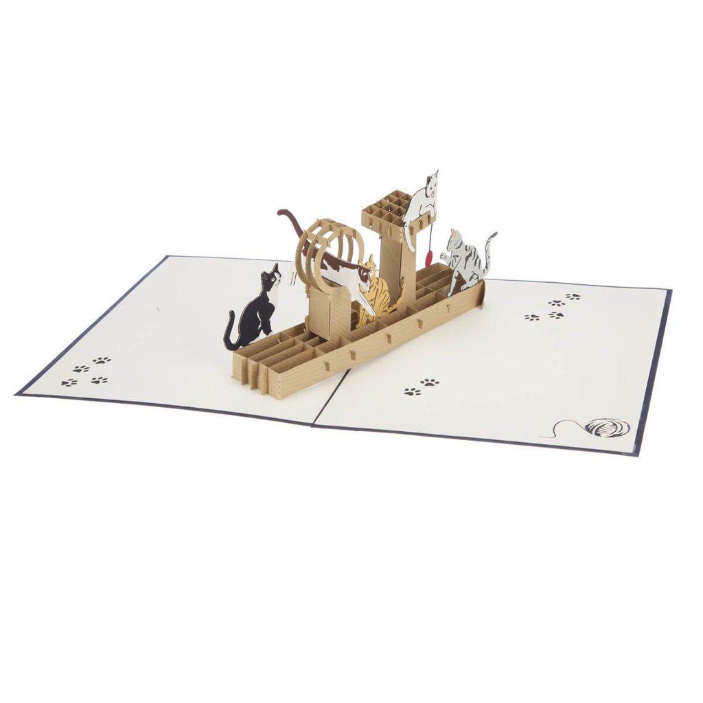 Cats In Cat Tree 3D Pop Up Greetings Card