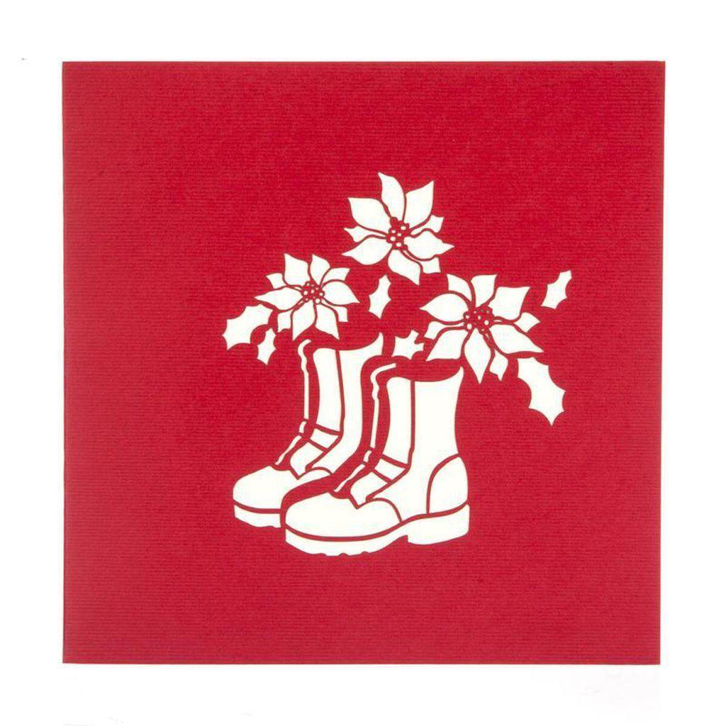 Father Christmas Santa Boots Pop Up Christmas Card