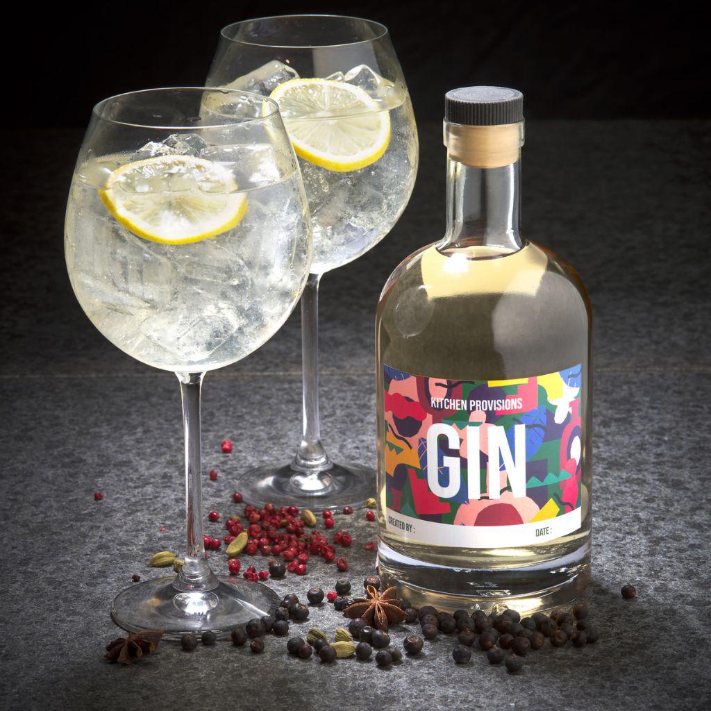 Letterbox gin makers kit showing made up product in bottle