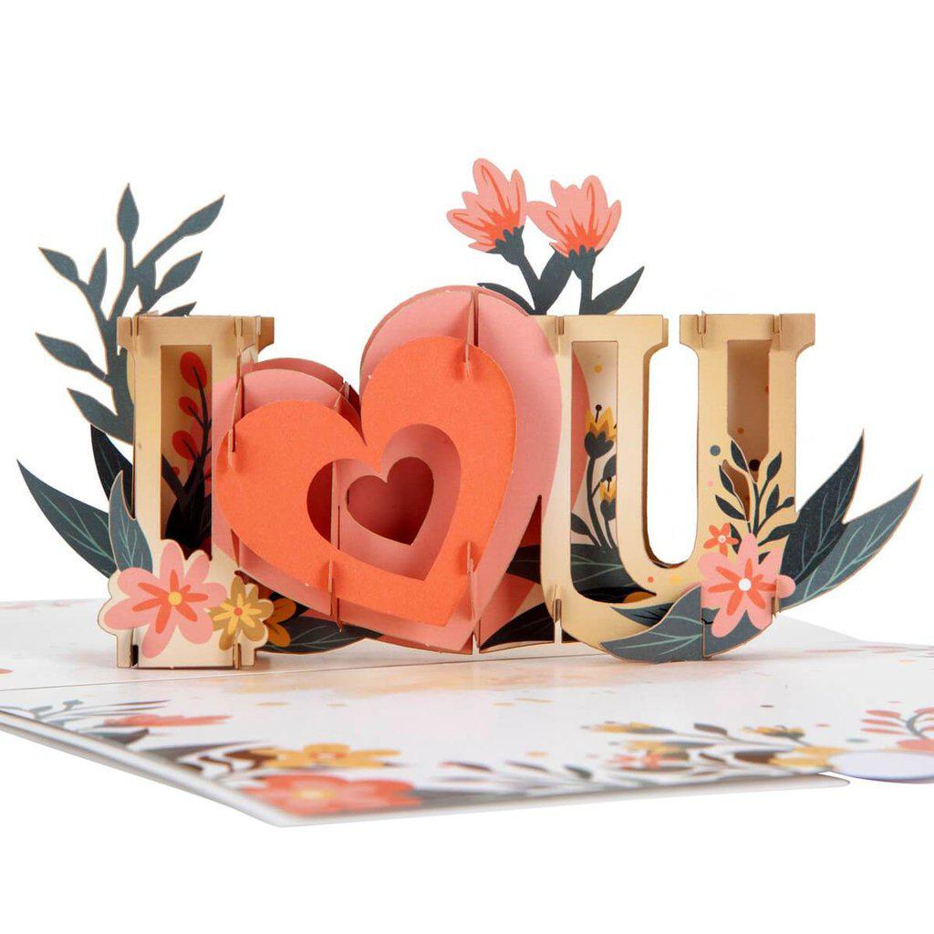 I Love You 3D Pop Up Valantines Birthday or Mothers Day Card