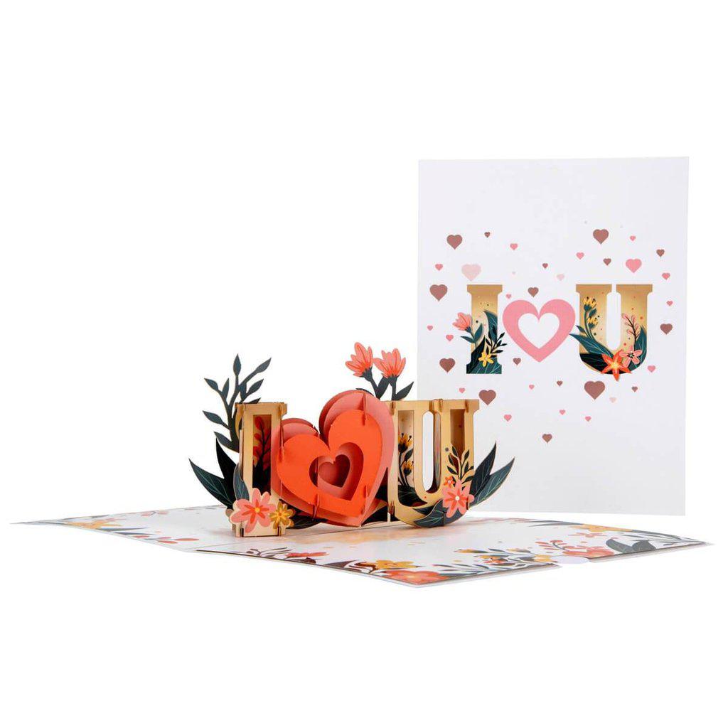 I Love You 3D Pop Up Valantines Birthday or Mothers Day Card