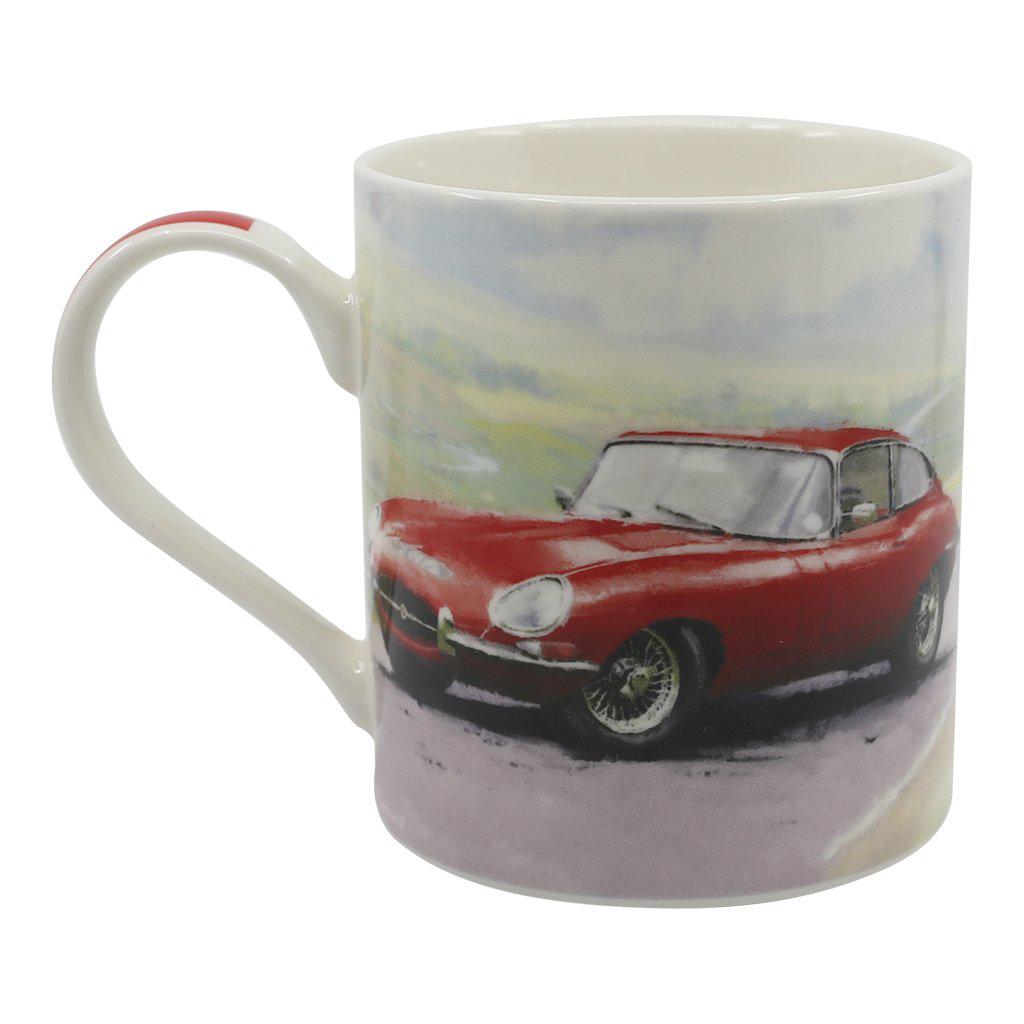 Jaguar E Type Mug Red Classic Car Left View