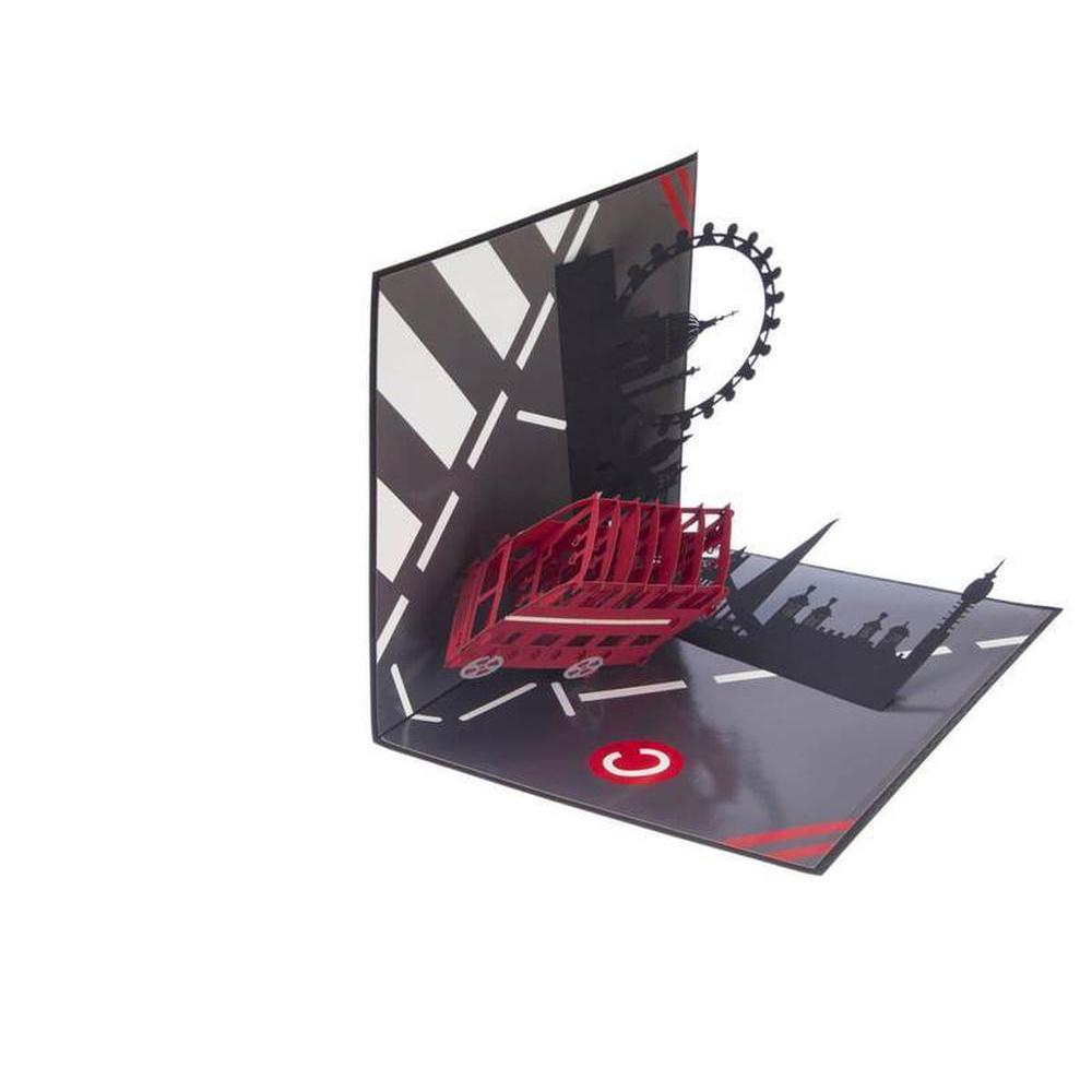 London Double Decker Red Bus Pop Up 3D Greetings Card