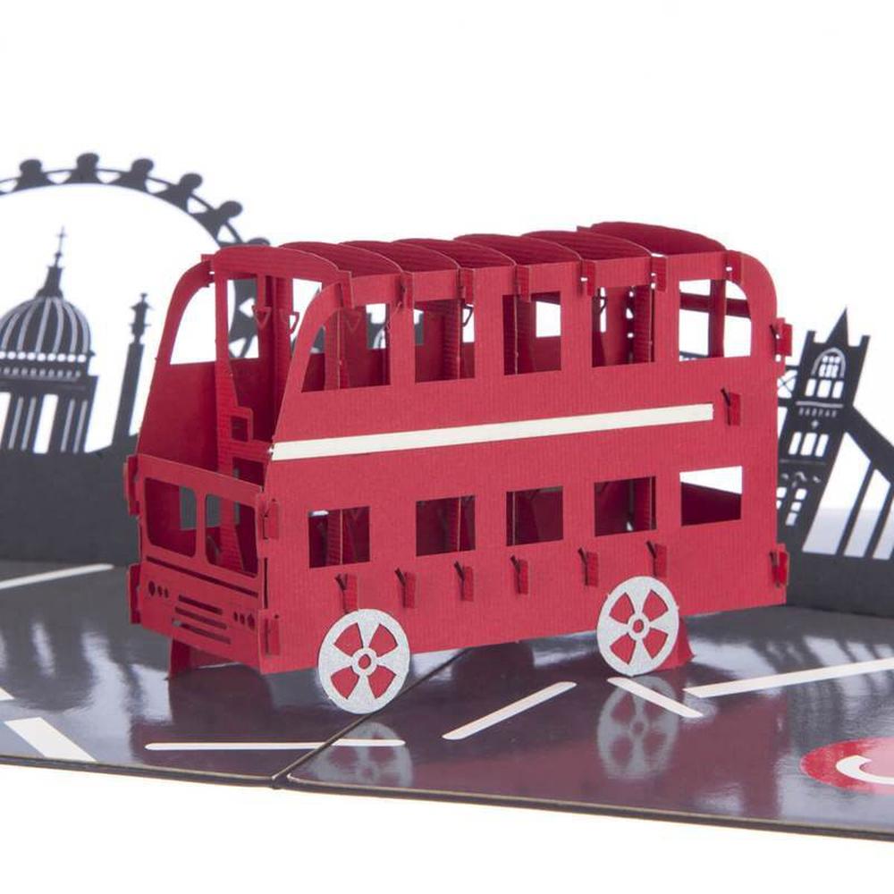 London Double Decker Red Bus Pop Up 3D Greetings Card