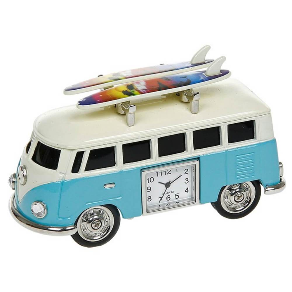 VW Campervan Split Screen Surfboard Miniature Metal Clock