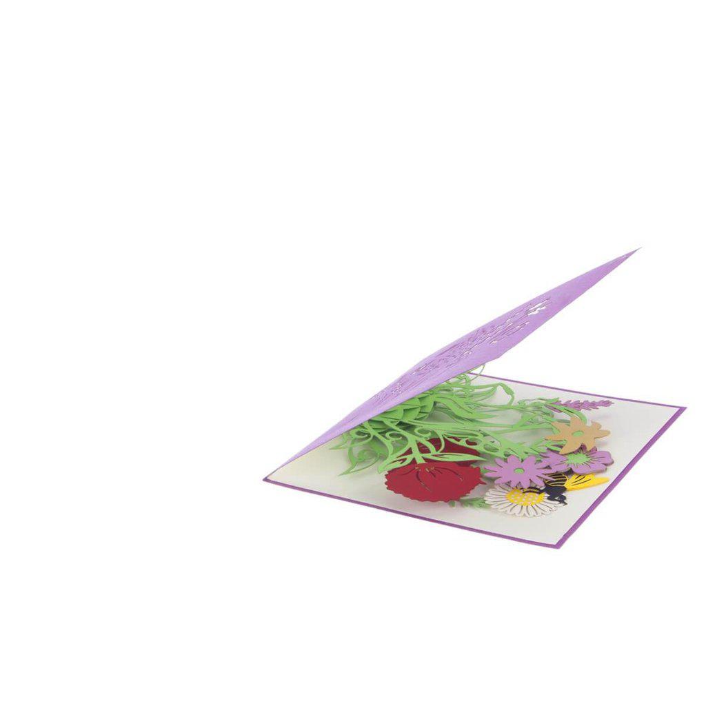 Handmade Wild Flowers 3D Pop Up Birthday Mothers Day Card