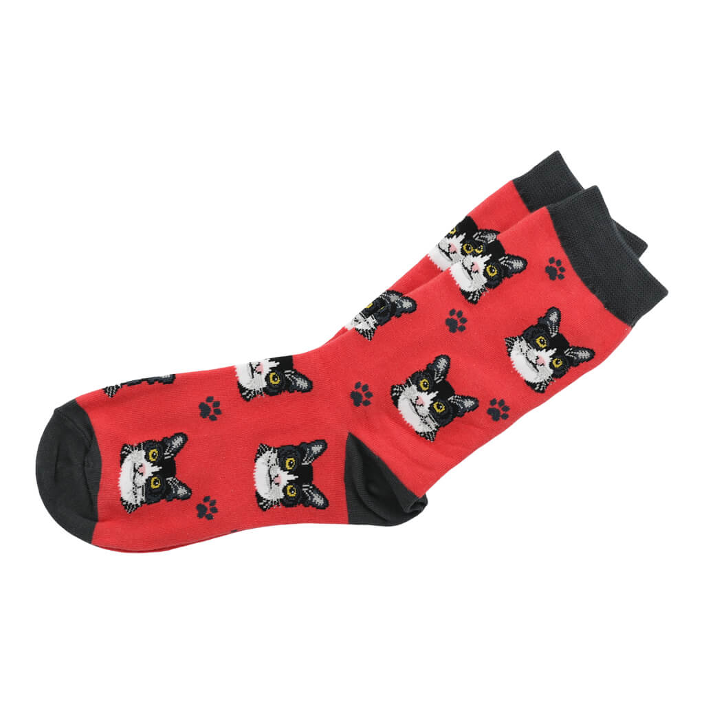 Pair of Black and White Cat Lover Socks Gift Idea