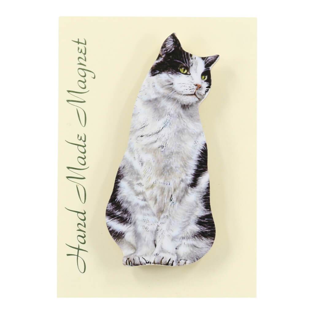 Black and White Cat Handmade Fridge Magnet in Gift Packaging