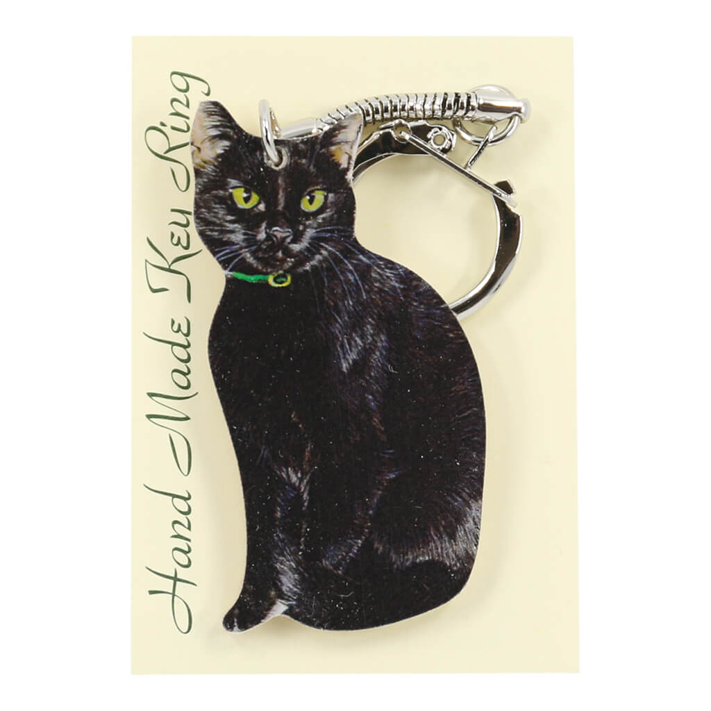 Black Cat Handmade Wooden Keyring