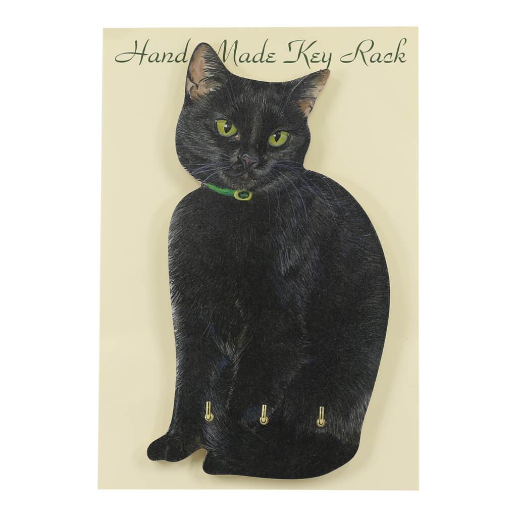Black Cat Handmade Wooden Key Rack