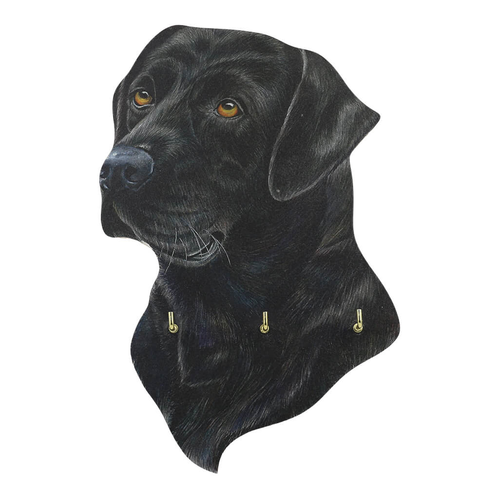 Black Labrador Dog Handmade Wooden Key Rack