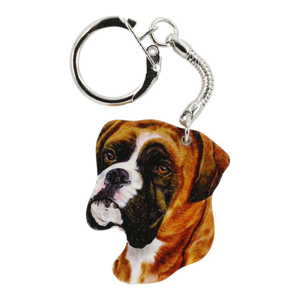 Boxer Dog Handmade Wooden Keyring