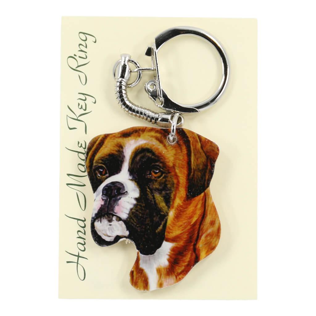 Boxer Dog Handmade Wooden Keyring