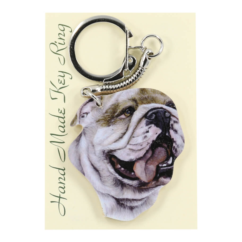 Bulldog Handmade Wooden Keyring