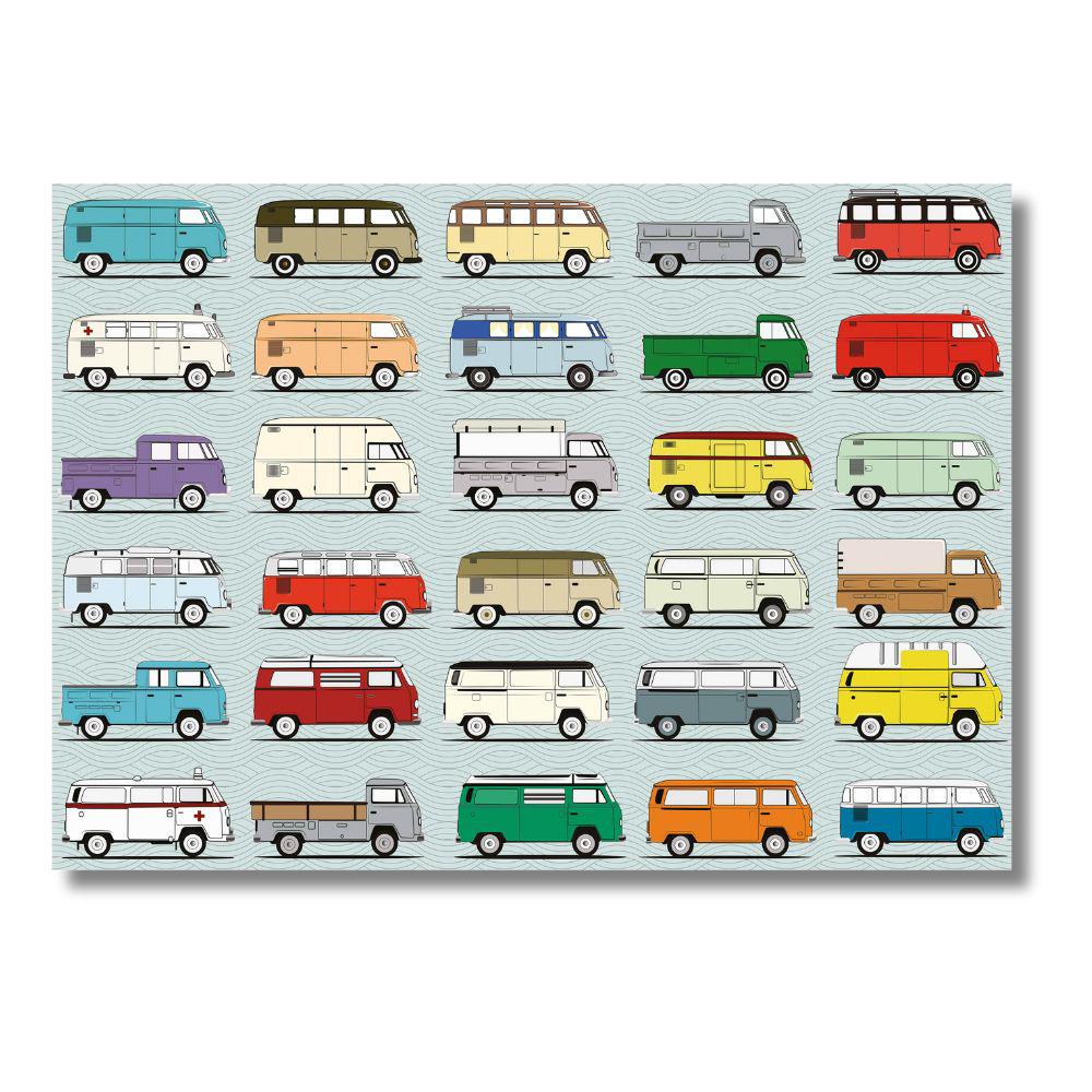 3D image of box for Camper Van Through The Ages 1000 Piece Jigsaw Puzzle UK Made