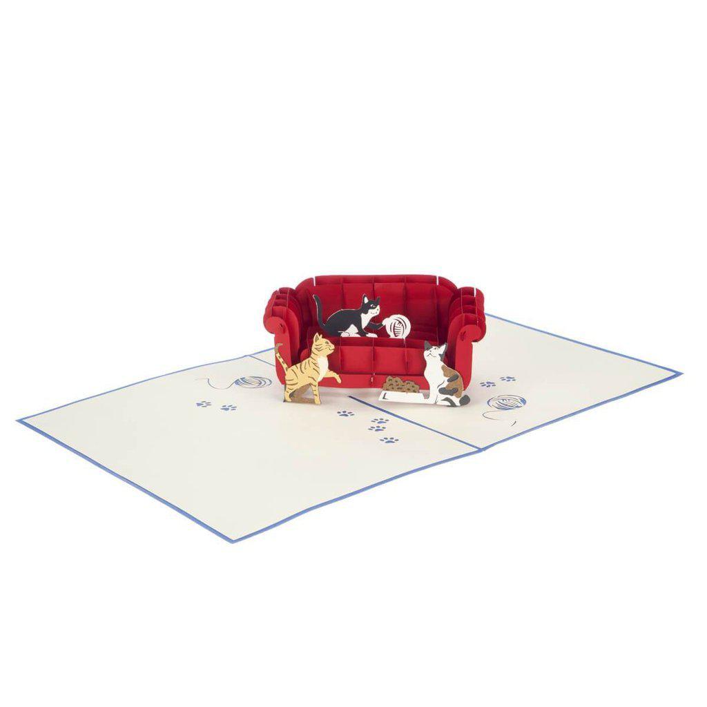 Cats On Sofa Handmade 3D Pop Up Birthday Card