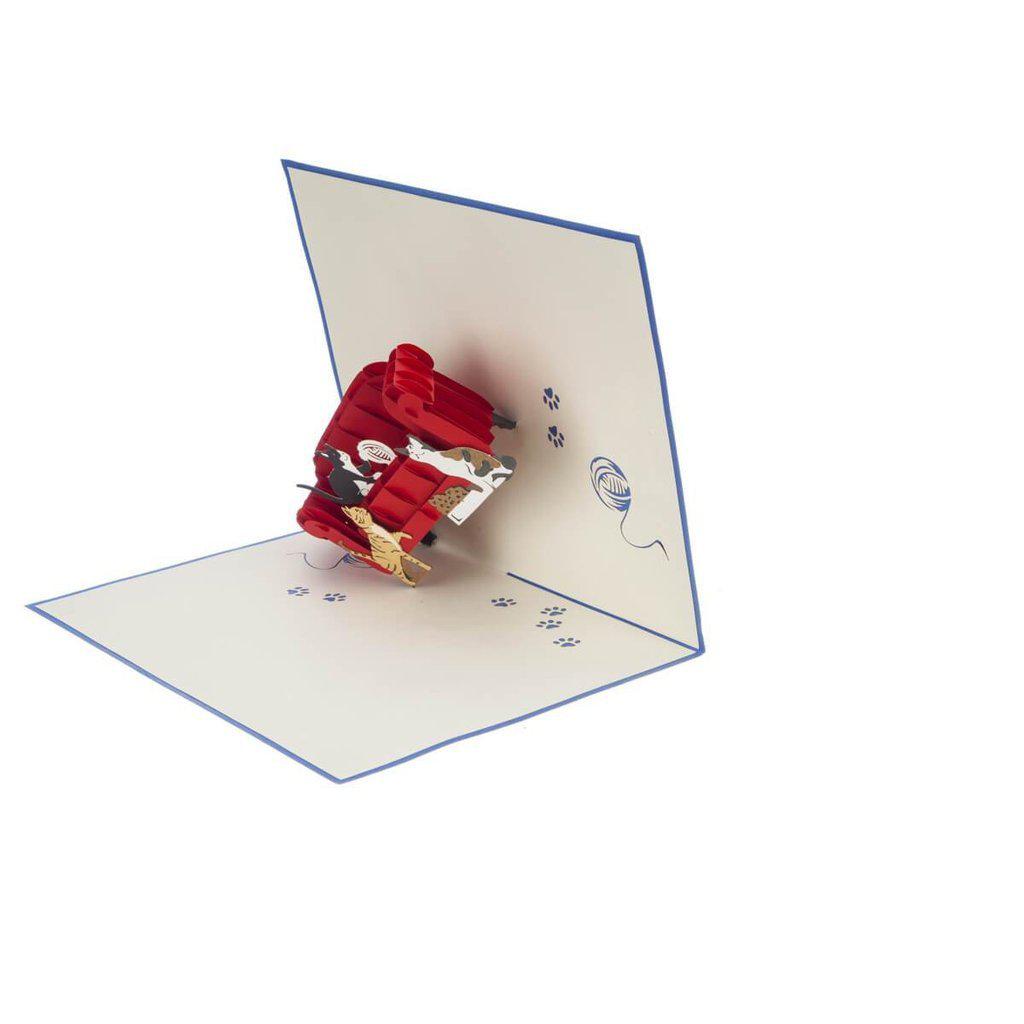 Cats On Sofa Handmade 3D Pop Up Birthday Card