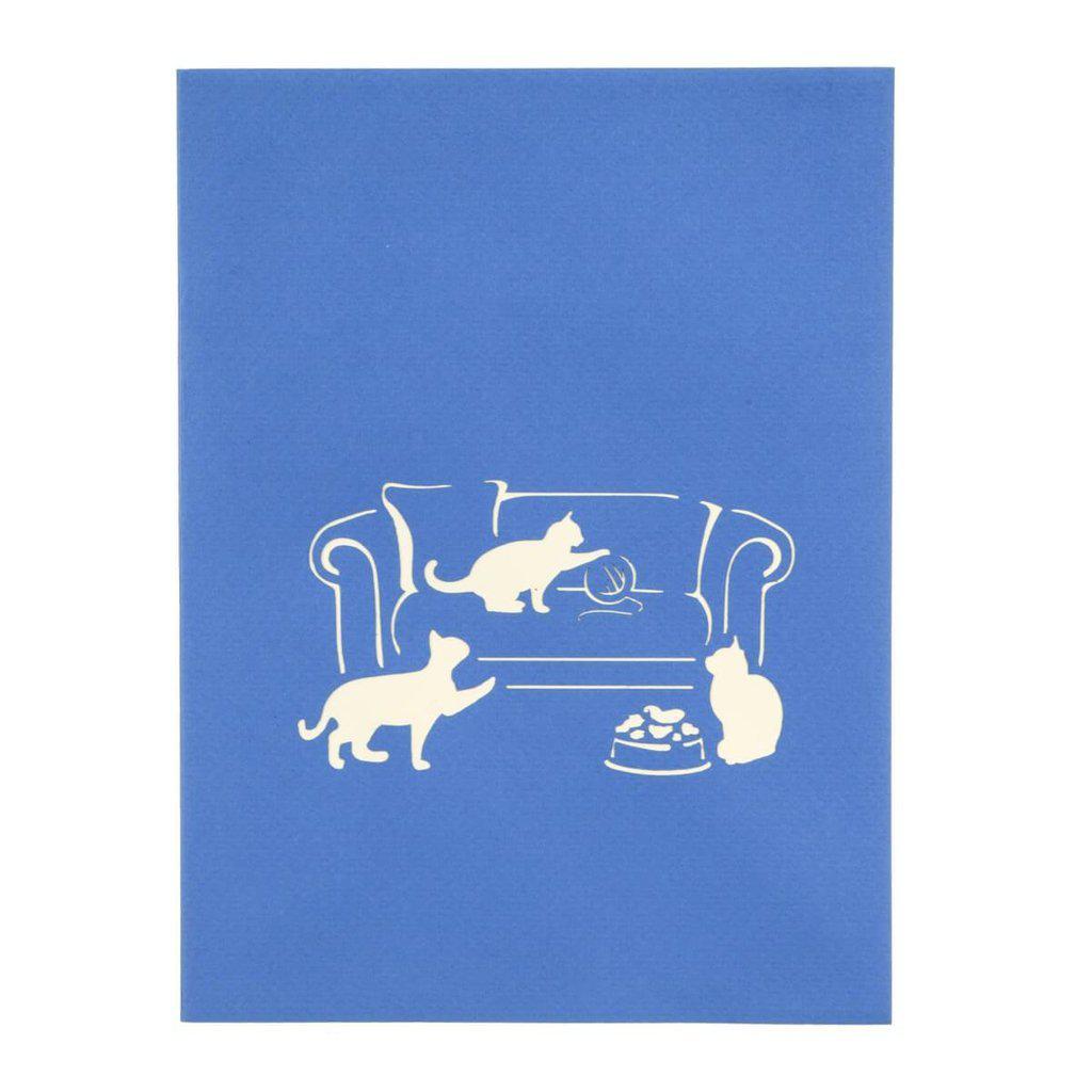 Cats On Sofa Handmade 3D Pop Up Birthday Card