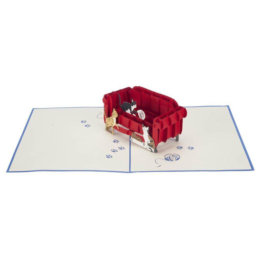 Cats On Sofa Handmade 3D Pop Up Birthday Card