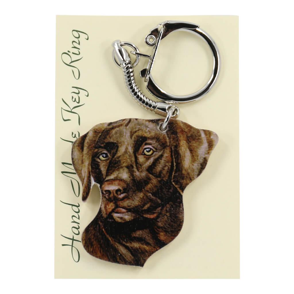 Chocolate Labrador Dog Handmade Wooden Keyring