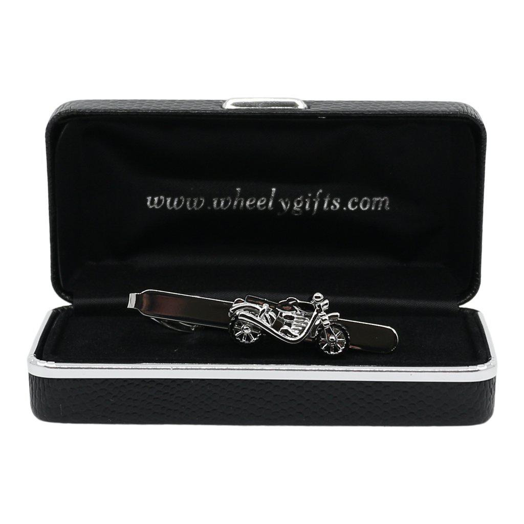 Classic Motorbike Tie Clip Rhodium Plated in Premium Gift Box
