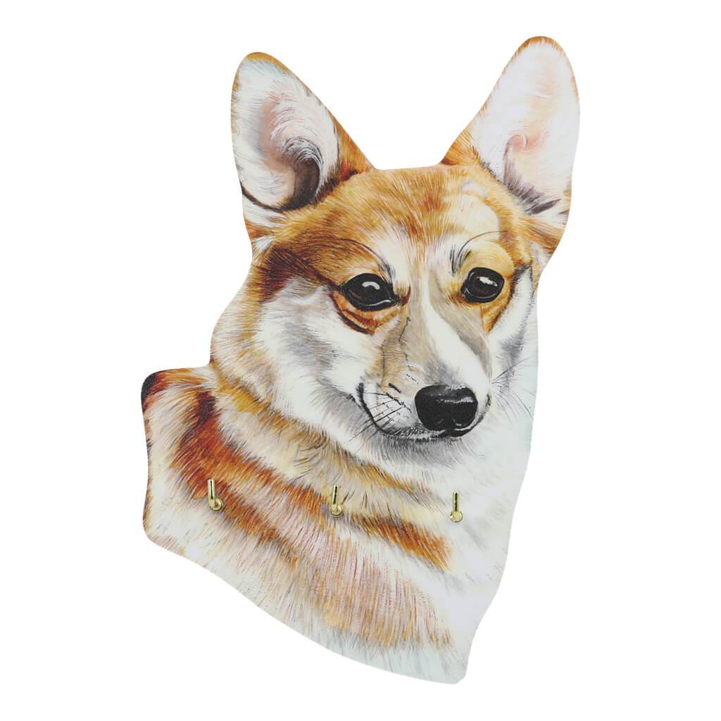Corgi Dog Handmade Wooden Key Rack