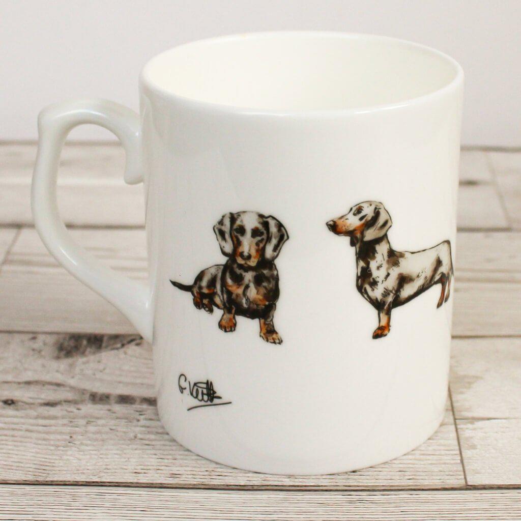Dachshund Dog Hand Printed Bone China Mug Dogs Lovers Gift