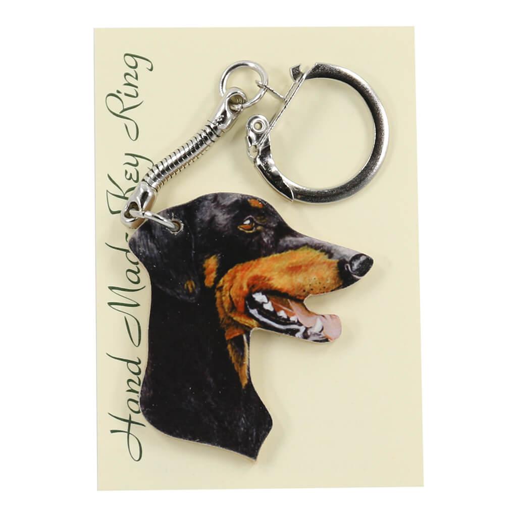 Doberman Dog Handmade Wooden Keyring