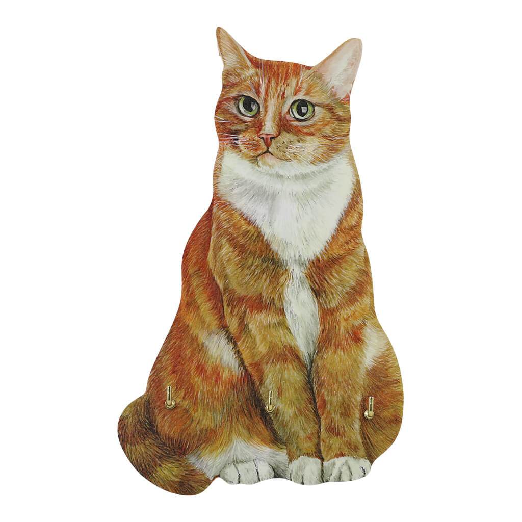 Ginger and White Cat Handmade Wooden Key Rack