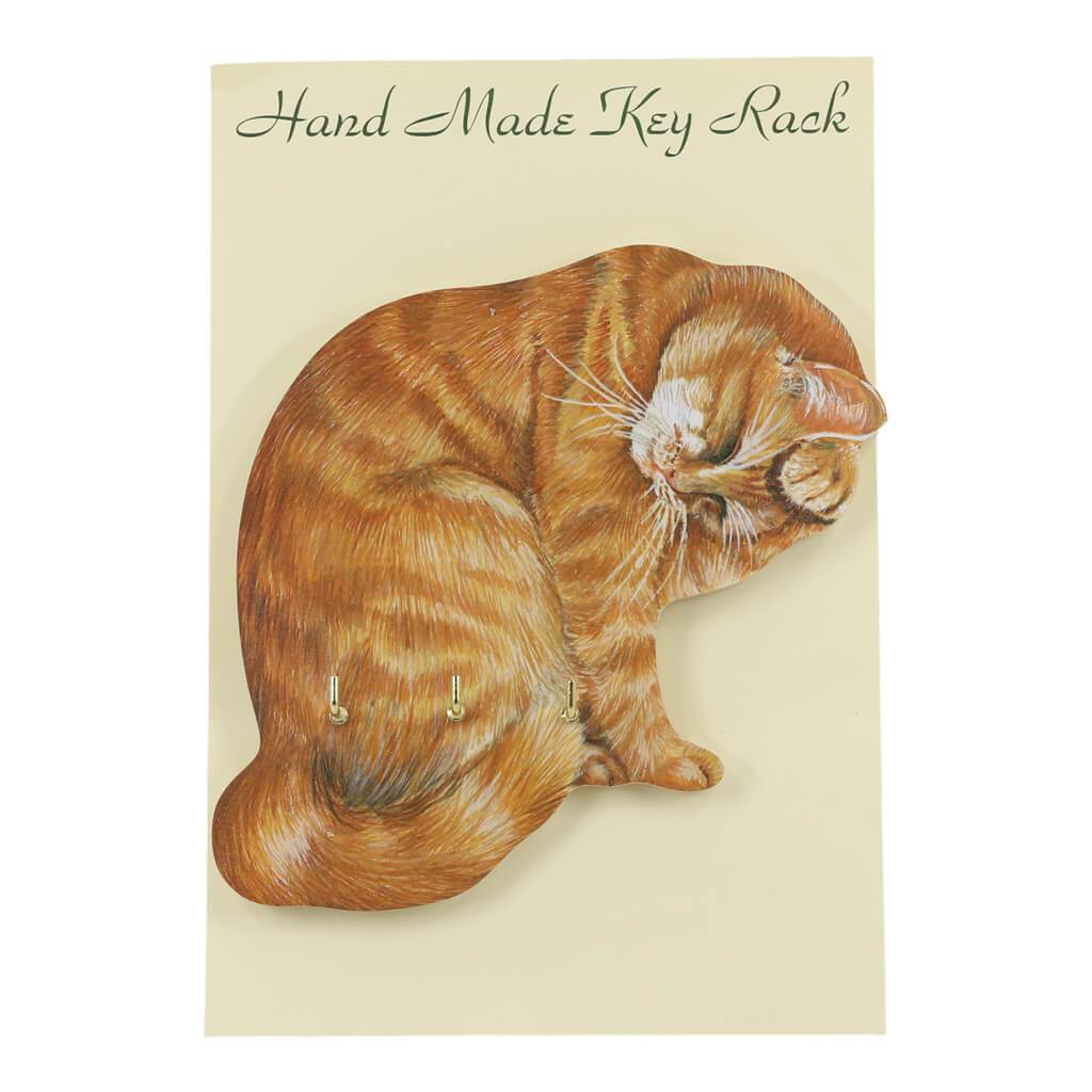 Ginger Tom Cat Handmade Wooden Key Rack