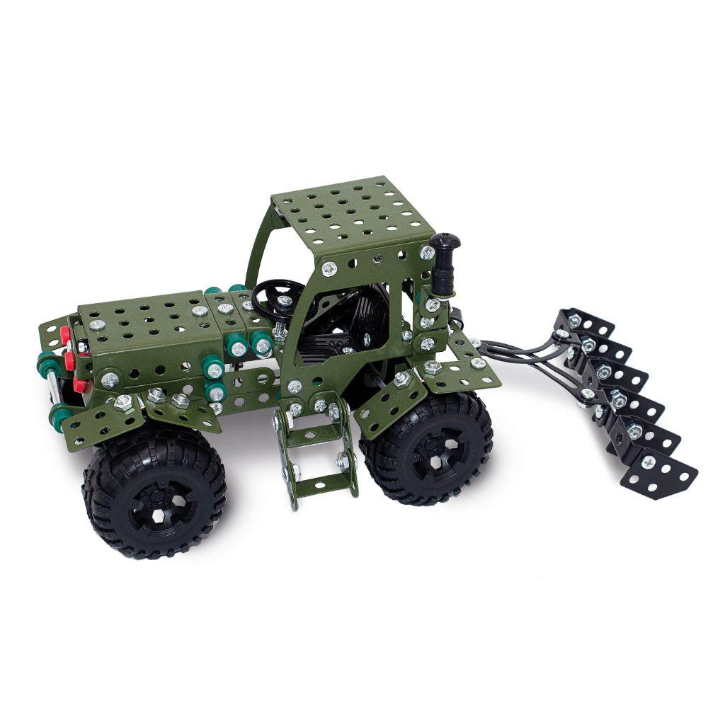 Green Farm Tractor Metal Mechanical Model Construction Kit Set Built Up Model