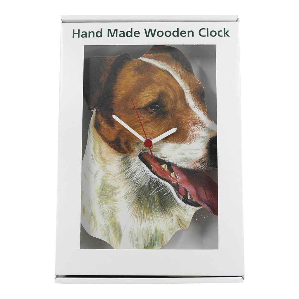 Jack Russell Dog Clock Handmade Wooden Quartz Wall Clocks in Gift Presentation Box