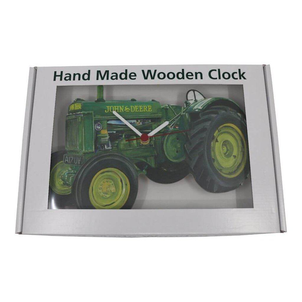 Gift Boxed  Green John Deere Tractor Wooden Wall Clock