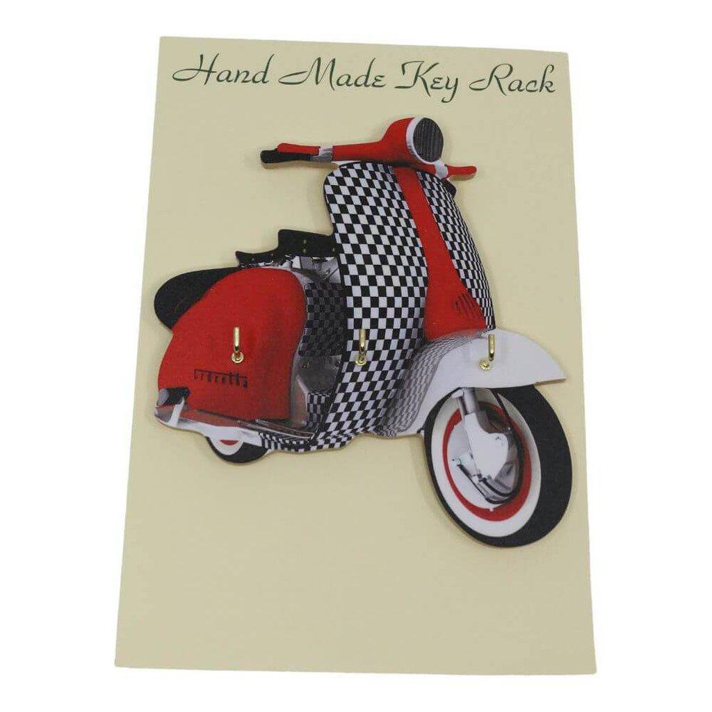 Gift Packaged Lambretta Red &amp; Check Style Scooter Key Rack