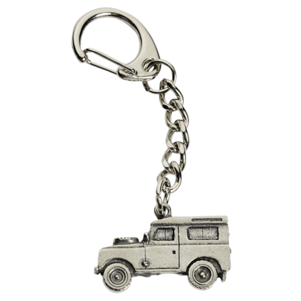 Land Rover Style Metal Keyring Hand Cast In Fine Pewter