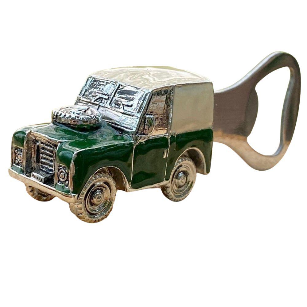Land Rover Style Hand Enamelled 3D Metal Bottle Opener white background