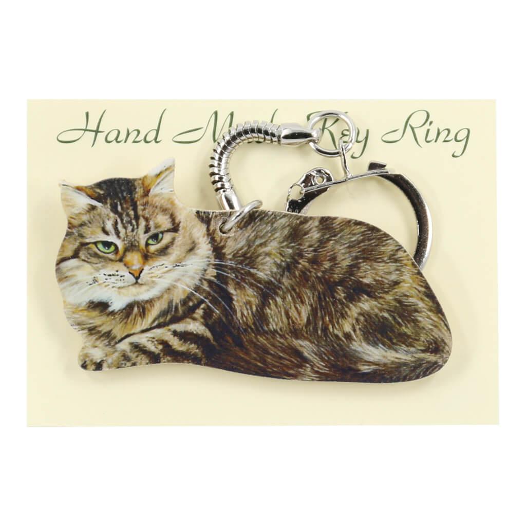 Maine Coon Cat Handmade Wooden Keyring