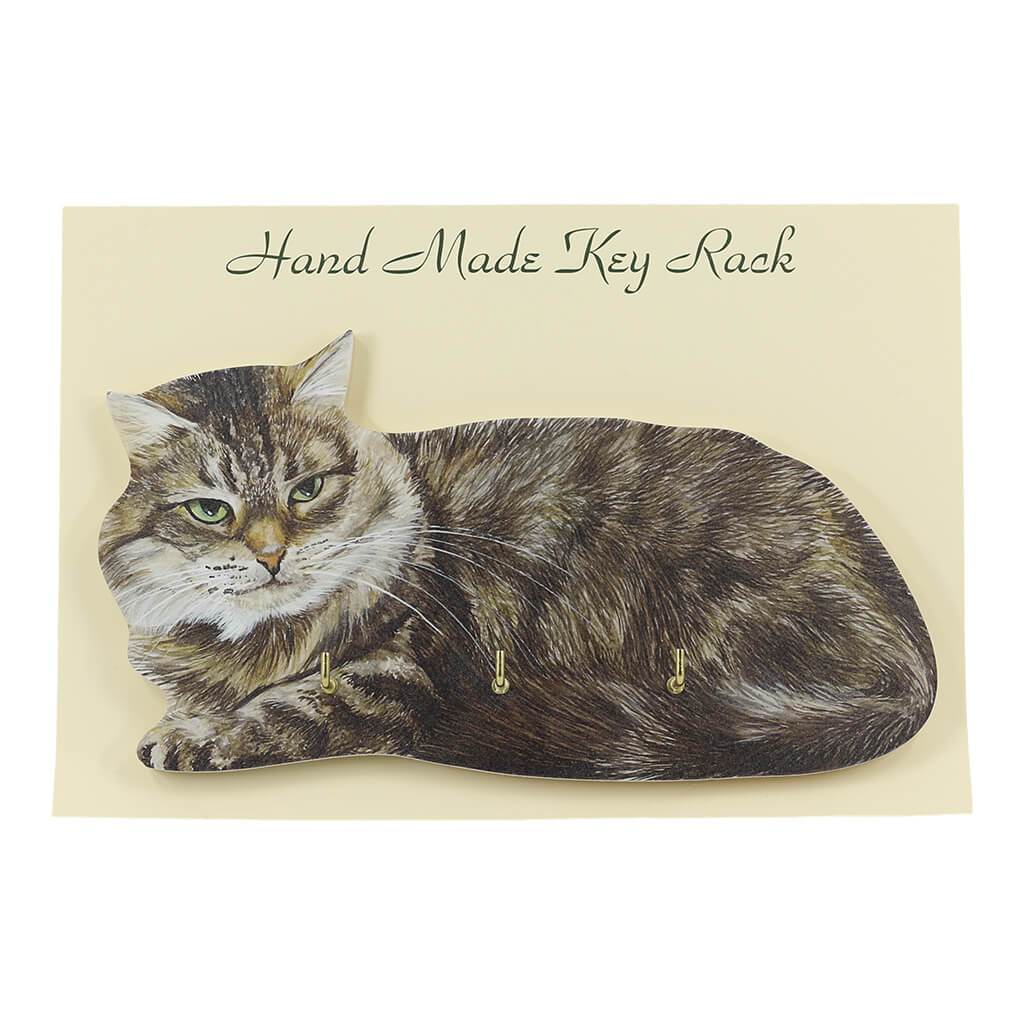 Maine Coon Cat Handmade Wooden Key Rack