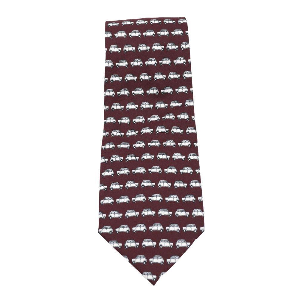 Mini Car Neck Tie Burghundy With White Minis