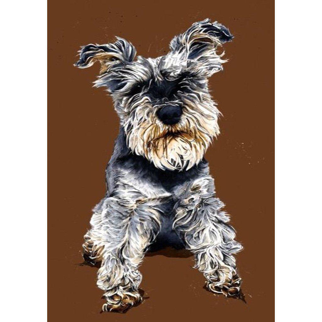 Ollie The Schnauzer Dog Art Greetings Card For All Occasions-Gifts Made Easy