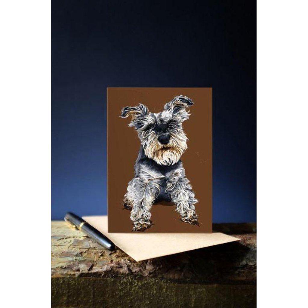 Ollie The Schnauzer Dog Art Greetings Card For All Occasions-Gifts Made Easy