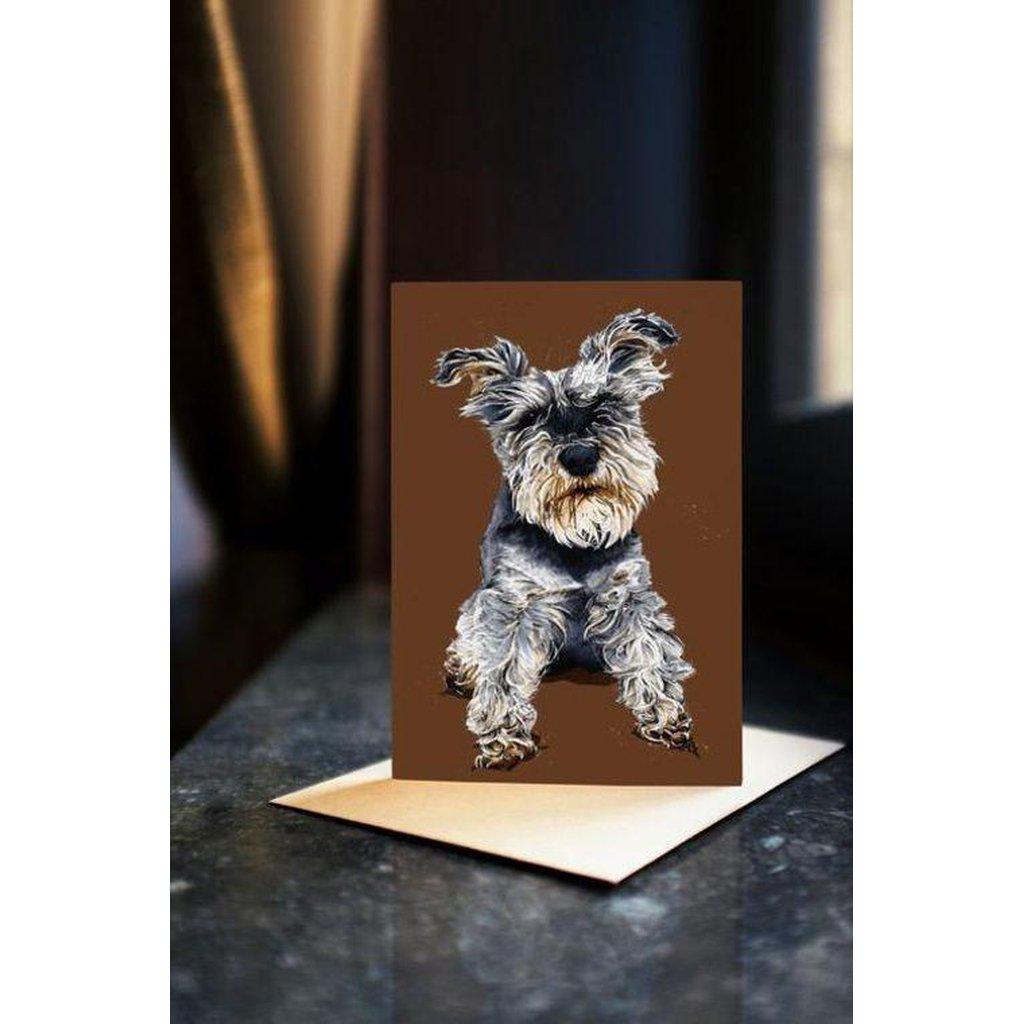 Ollie The Schnauzer Dog Art Greetings Card For All Occasions-Gifts Made Easy