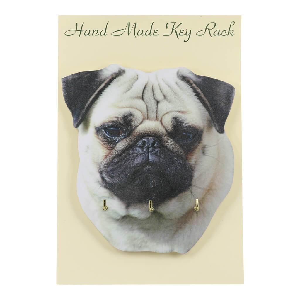 Pug Dog Handmade Wooden Key Rack