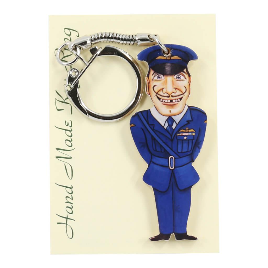 RAF Officer Airman Handmade Wooden Keyring in Gift Packaging